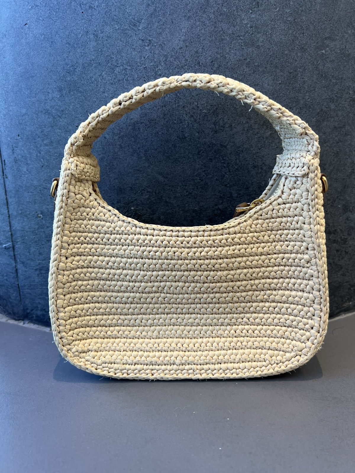 Miu Miu Miu Miu Wander Natural Raffia Crochet Crossbody Bag Size ONE SIZE - 2 Thumbnail