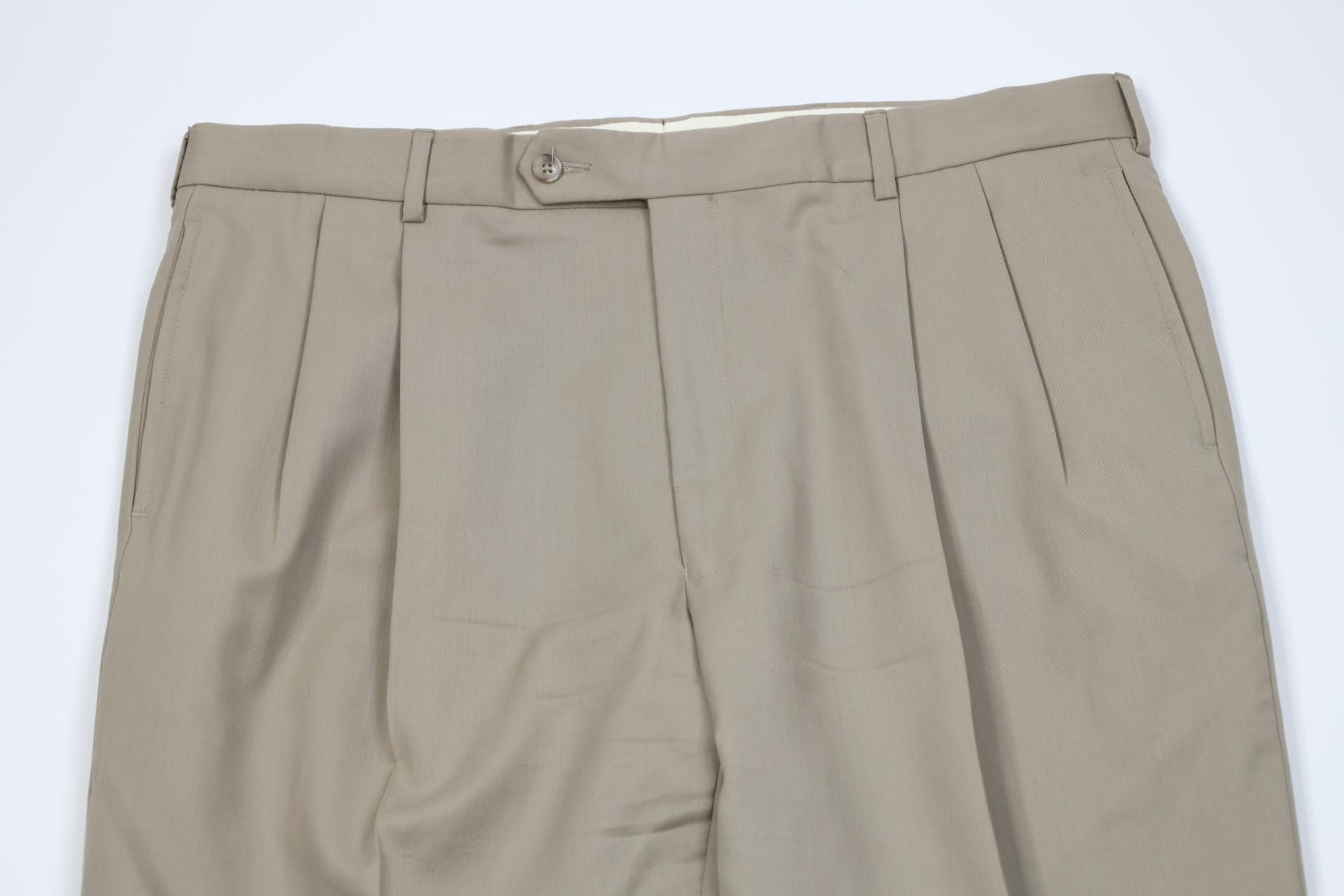 Jos. A. Bank Vintage 90s Y2K Jos A Bank Knit Wide Leg Chino Pants Beige Size US 37 - 2 Thumbnail