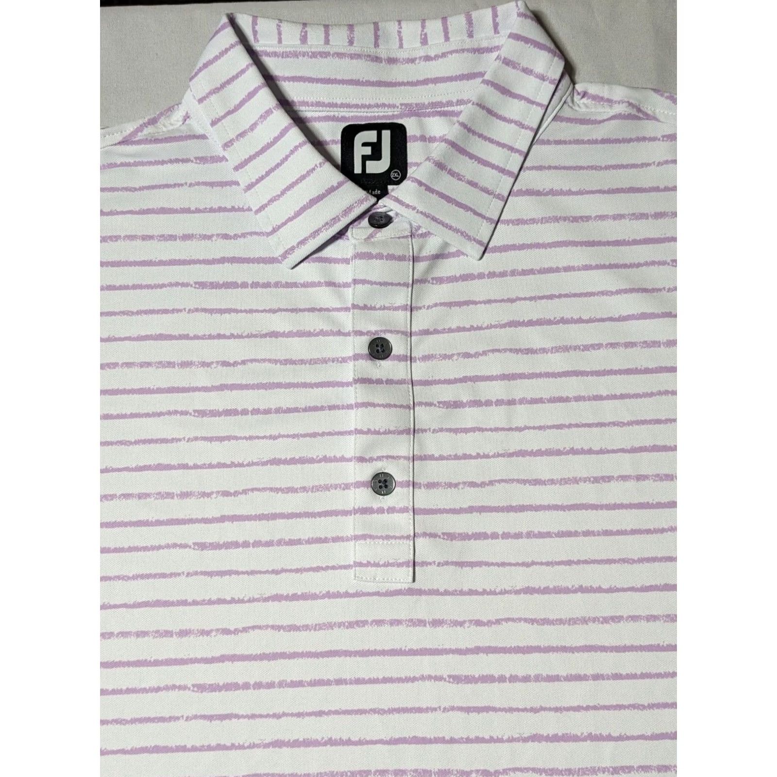 Footjoy FOOTJOY Polo Shirt Men 2XL Lavender Striped Performance Stretch Golf Shirt EUC Short Sleeve Collared Button Embroidered Logo Blue Polyester Spandex Size US XXL / EU 58 / 5 - 3 Thumbnail