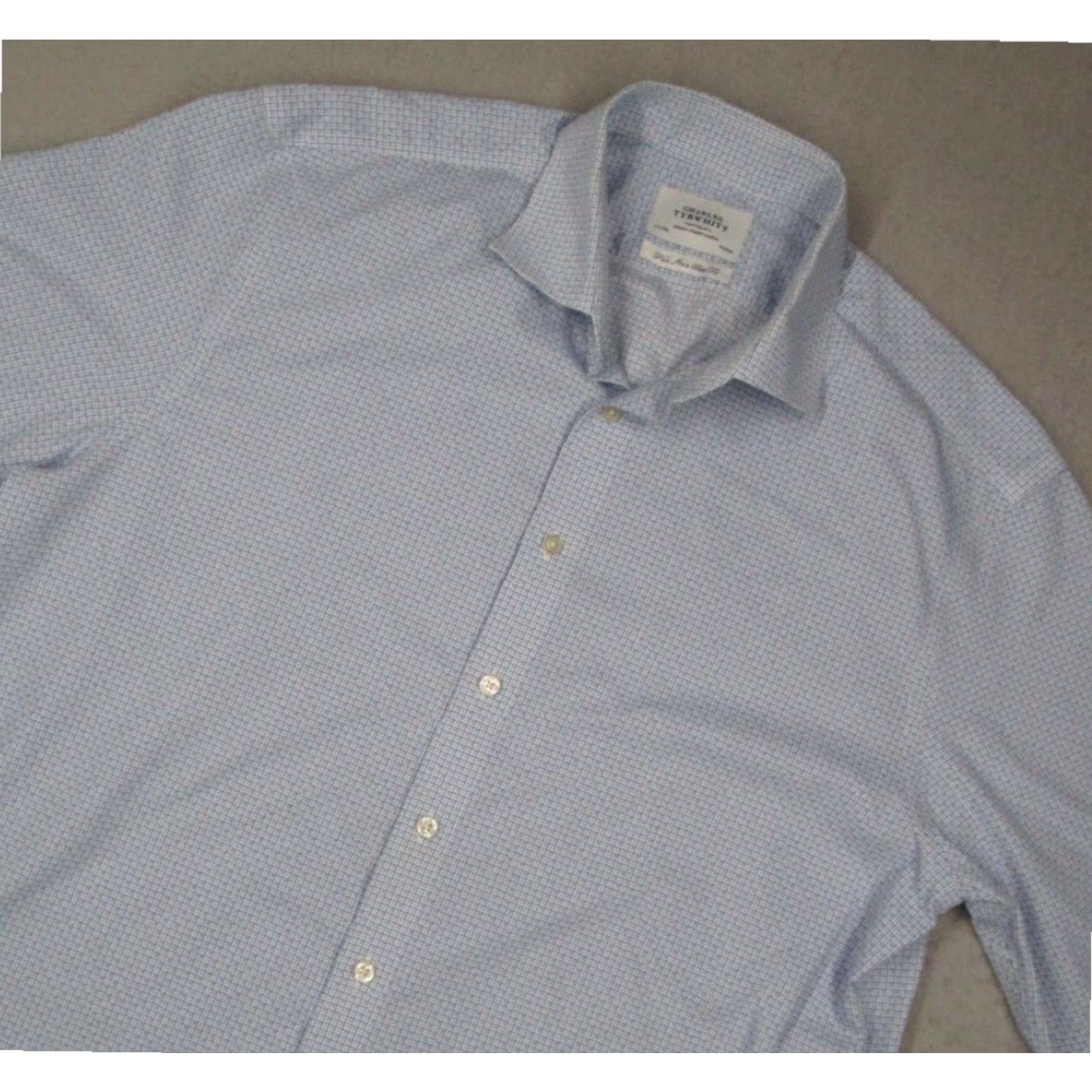 Charles Tyrwhitt Charles Tyrwhitt Slim Fit Dress Shirt Men 36 17.5 Blue Cotton Long Sleeve Non Iron Size 36R - 2 Thumbnail