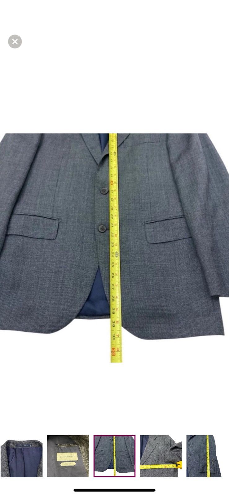 Suitsupply Suitsupply Lazio Blazer 52 Slim Fit Gray Pure Wool Angelico Size 52S - 5 Thumbnail