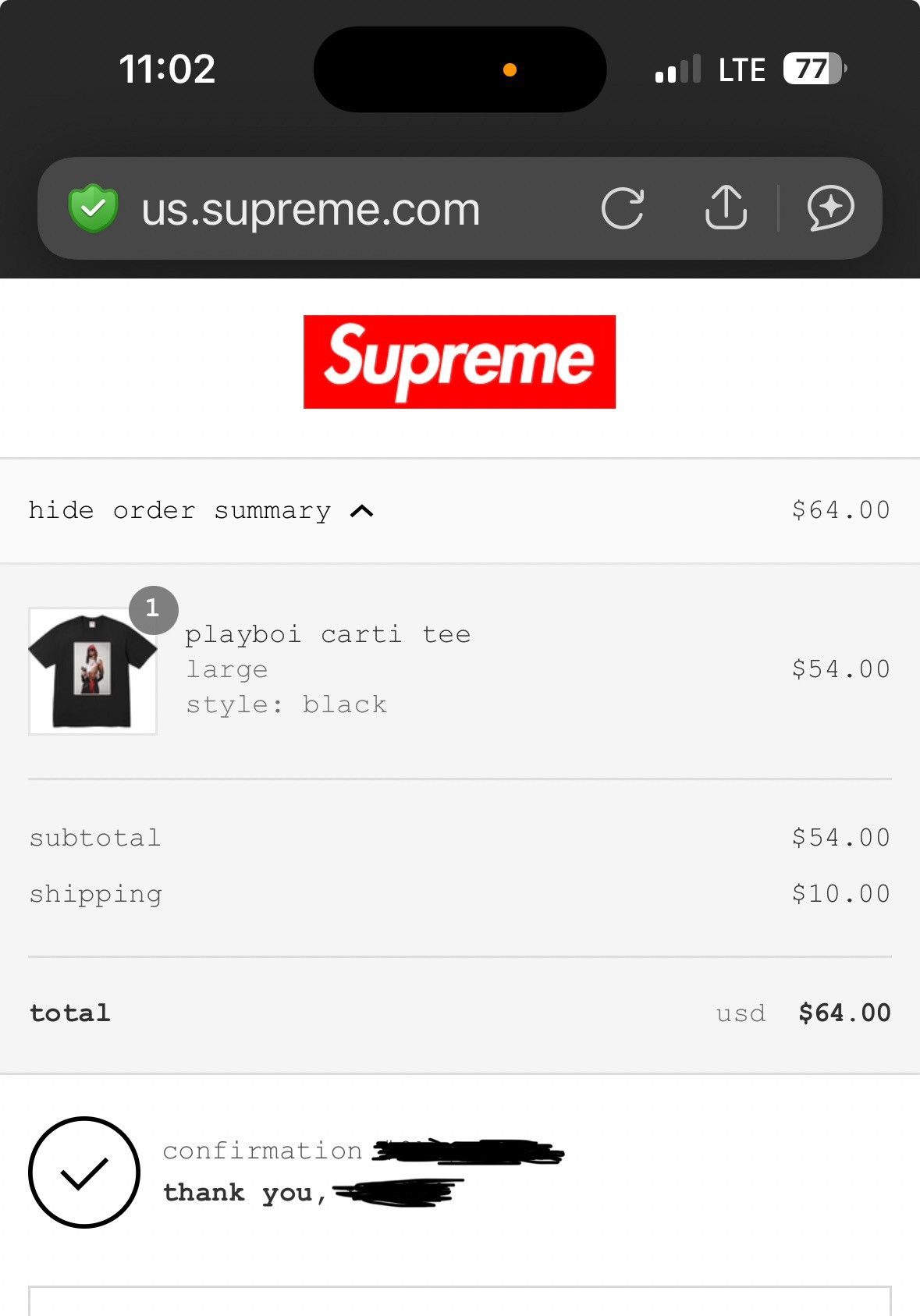 Supreme Supreme Playboi Carti BlackTee (Confirmed) Size US L / EU 52-54 / 3 - 2 Thumbnail
