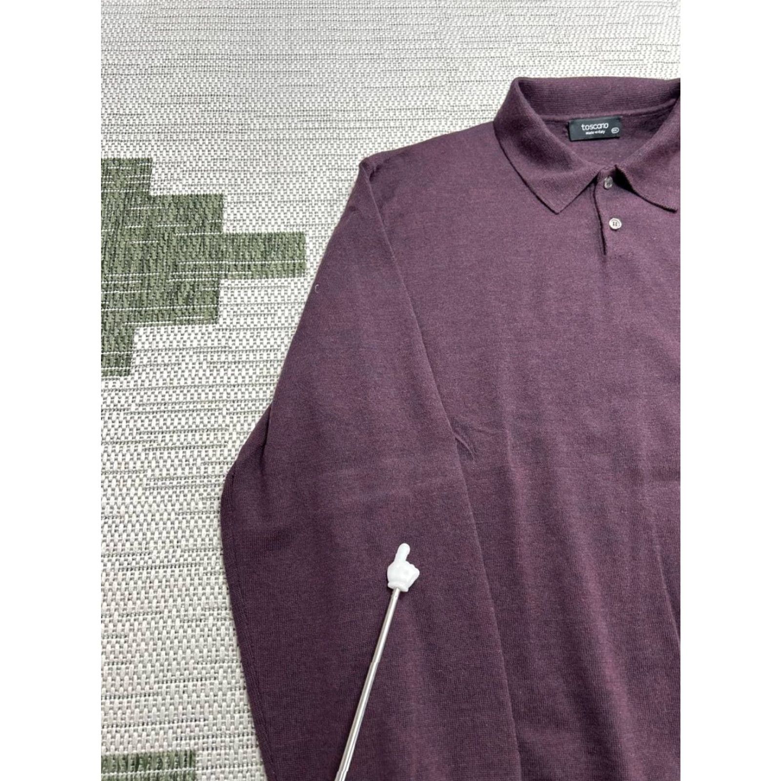 Vintage Toscano Polo Sweater Mens XXL Purple Relaxed Fit Tight Knit Ribbed Long Sleeve Shirt? Size US XXL / EU 58 / 5 - 4 Thumbnail