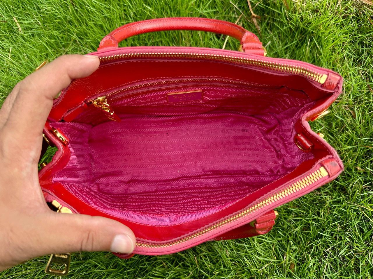 Prada Authentic Prada Saffiano Lux Small Galleria Double Zip Fuoco Size ONE SIZE - 9 Thumbnail