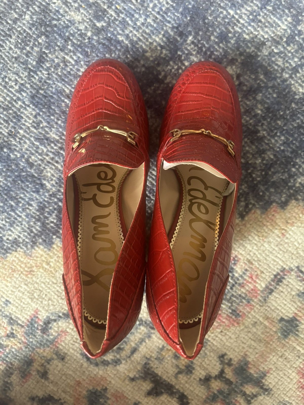 Sam Edelman Red Croc Sam Edelman Aretha Loafer Heels Size US 8.5 / IT 38.5 - 3 Thumbnail