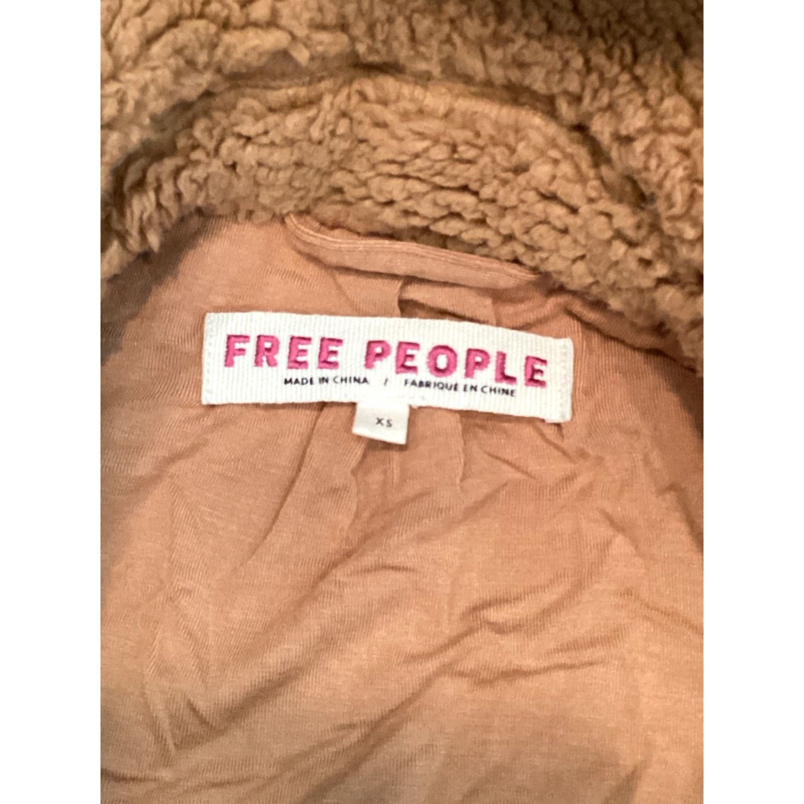 Vintage We The Free People Izzy Wrap Teddy Sherpa Fleece Jacket Women XS Brown Coat Short Size XS / US 0-2 / IT 36-38 - 3 Thumbnail