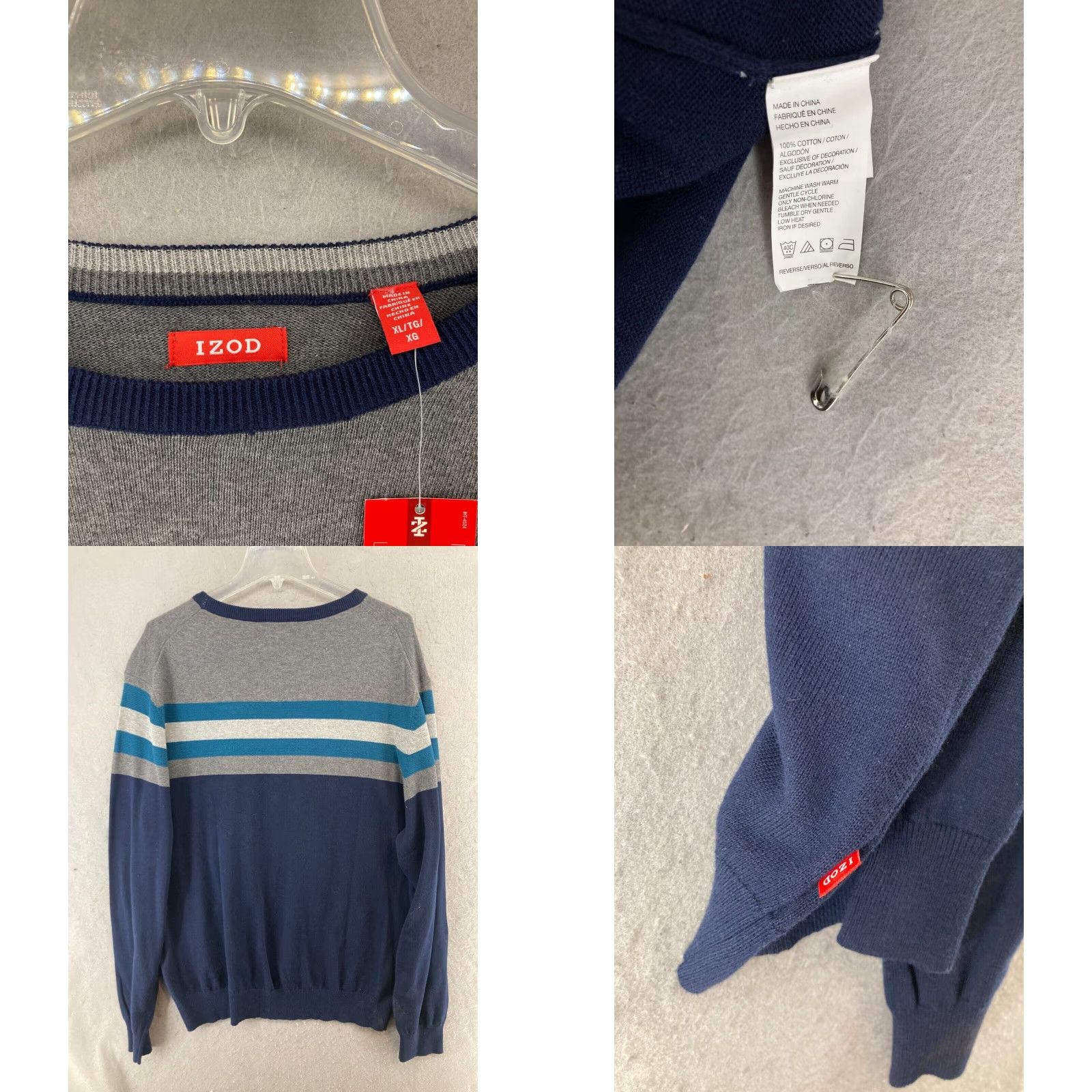 Izod VINTAGE IZOD Mens Sweater XL Crew Neck Pullover 100% Cotton Gray Preppy Casual Fall Winter Size US XL / EU 56 / 4 - 8 Thumbnail
