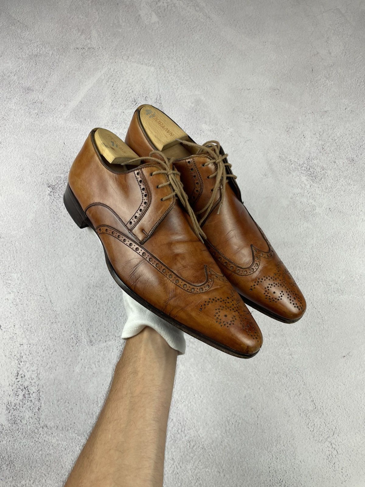 Magnanni Brown Leather Oxford Dress Shoes EU 42 US 9M