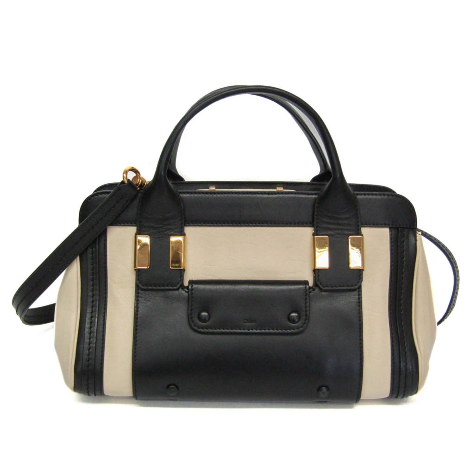 Chloe Chloé Alice Women's Leather Handbag,Shoulder Bag Black,Cream Size ONE SIZE - 1 Thumbnail