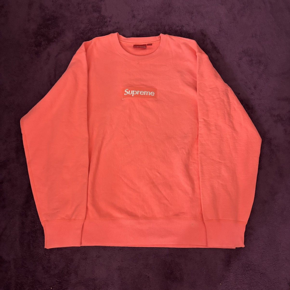 Supreme Supreme Box Logo Crewneck Fluorescent Pink Size US XL / EU 56 / 4 - 1 Thumbnail