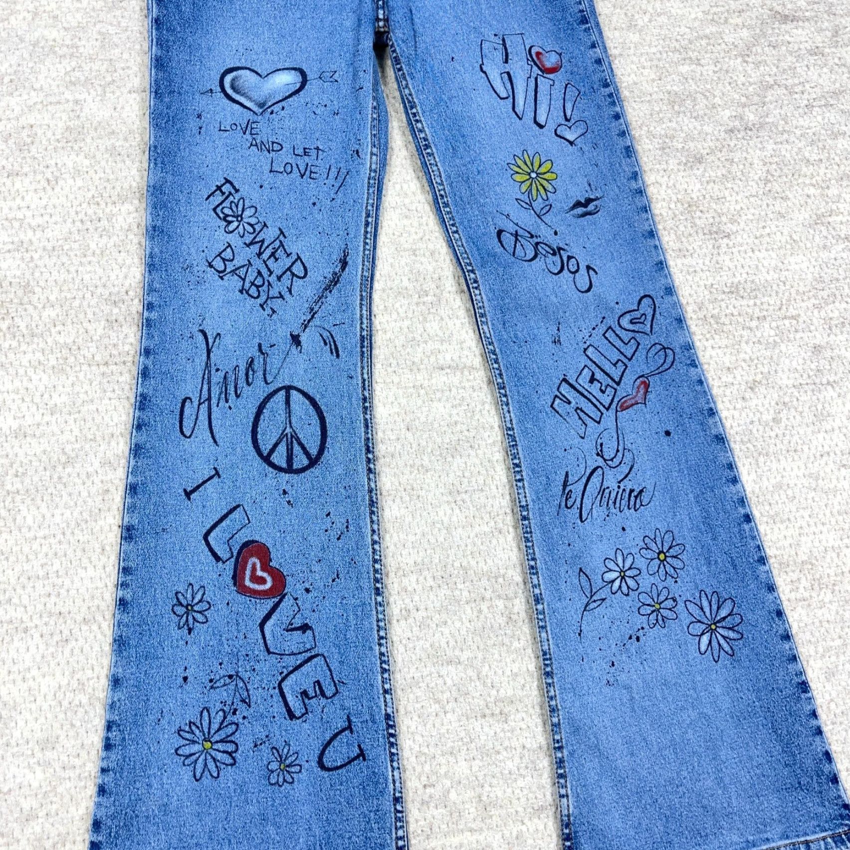 Vintage VINTAGE LEI Jeans Women Juniors 9 Flared Mid Rise Medium Wash Denim 5-Pocket Hipster Graffiti 80s 90s Modern Retro Size 30" / US 8 / IT 44 - 5 Thumbnail