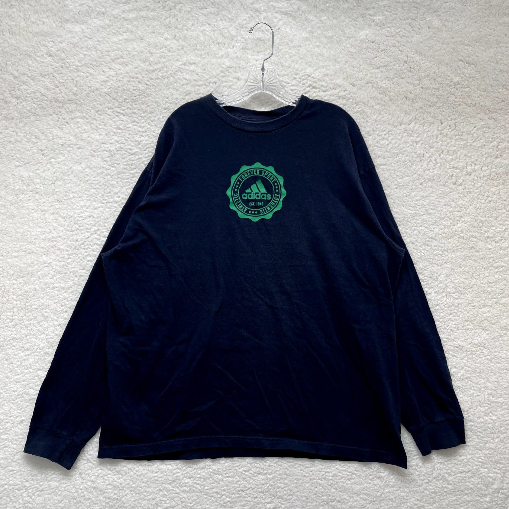 Adidas VINTAGE adidas Shirt 2XL Navy Blue Logo Grunge Y2K Long Sleeve Mens Size US XXL / EU 58 / 5 - 2 Thumbnail