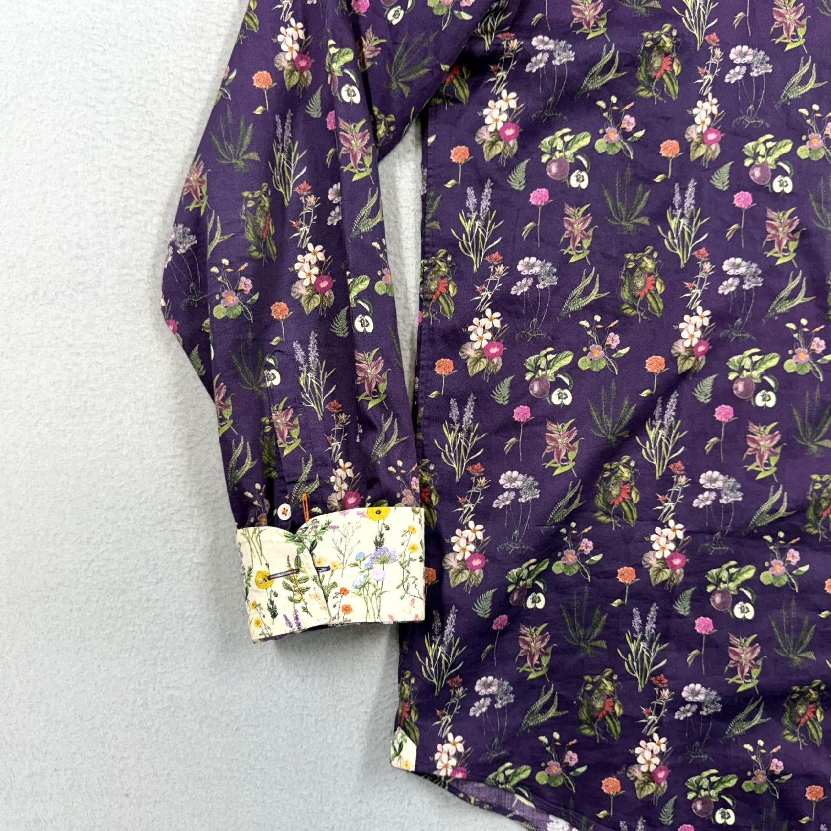 Simon Carter Simon Carter Shirt Mens 42 Purple Floral Long Sleeve Button Up Slim Fit Casual Size US XL / EU 56 / 4 - 3 Thumbnail