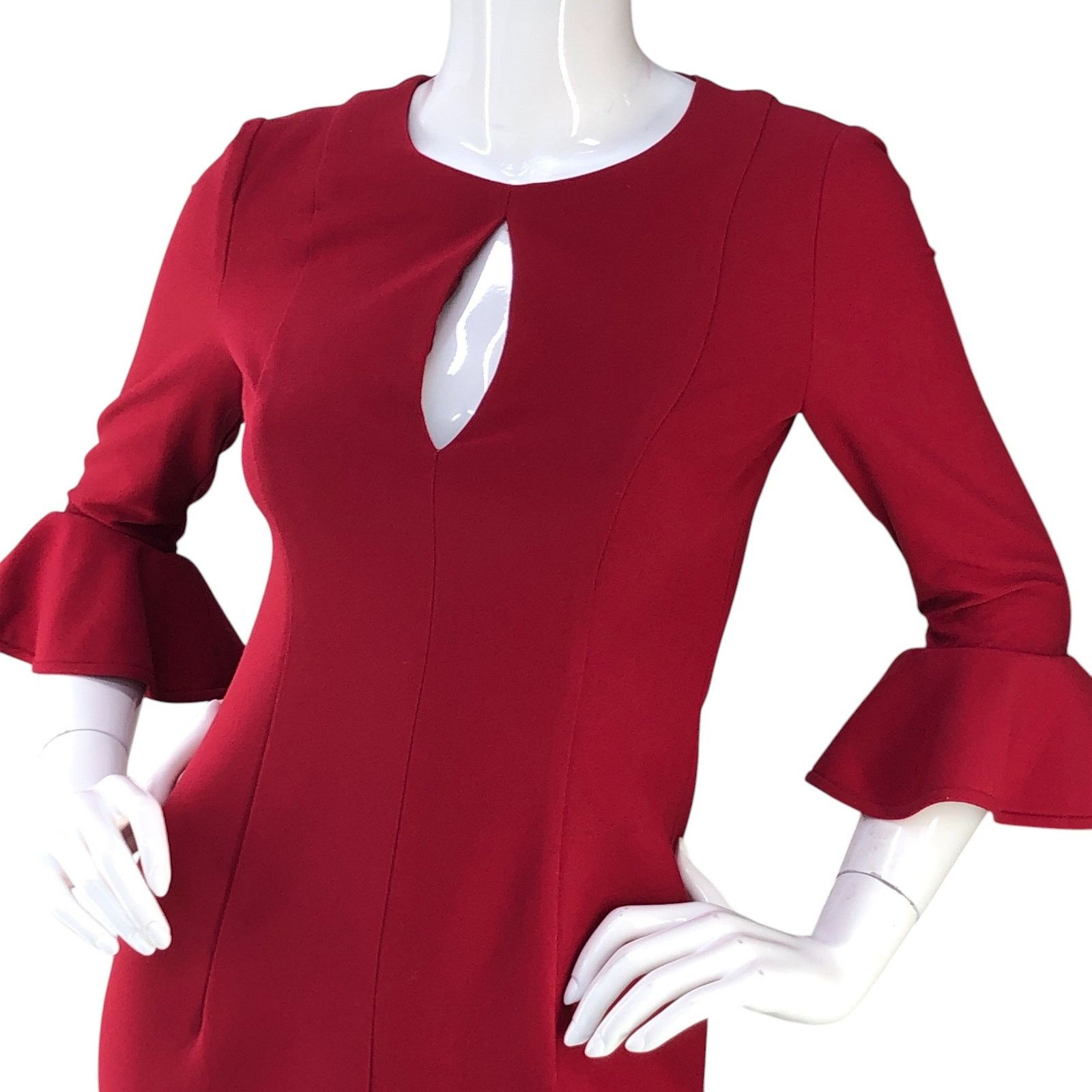 Black Halo Black Halo Eve Size 0 Dress Sheath Key Hole Flare Sleeve Red Size XXS / US 00 / IT 34 - 2 Thumbnail