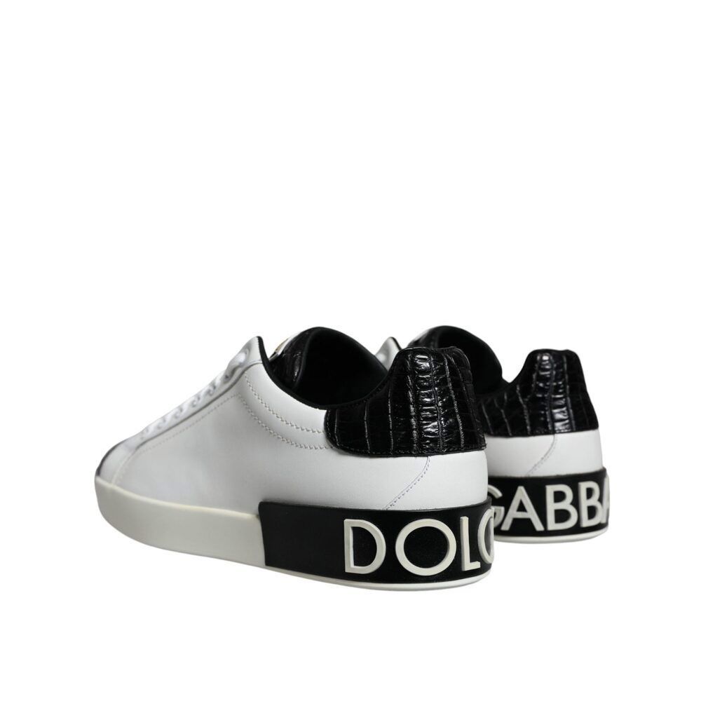 Dolce & Gabbana Dolce & Gabbana Black Leather Logo Portofino Sneaker Shoes Size US 8 / EU 41 - 4 Thumbnail