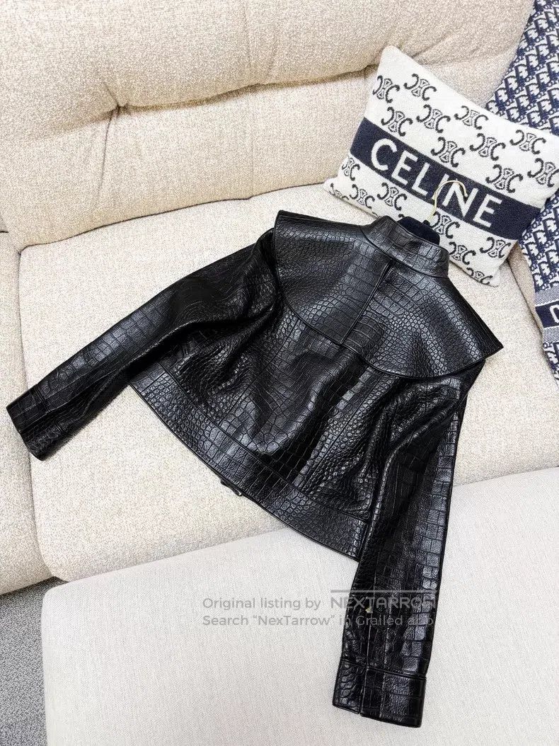 Chanel Chanel Crocodile pattern lotus leaf collar lapel long-slee Size XXS / US 00 / IT 34 - 3 Thumbnail