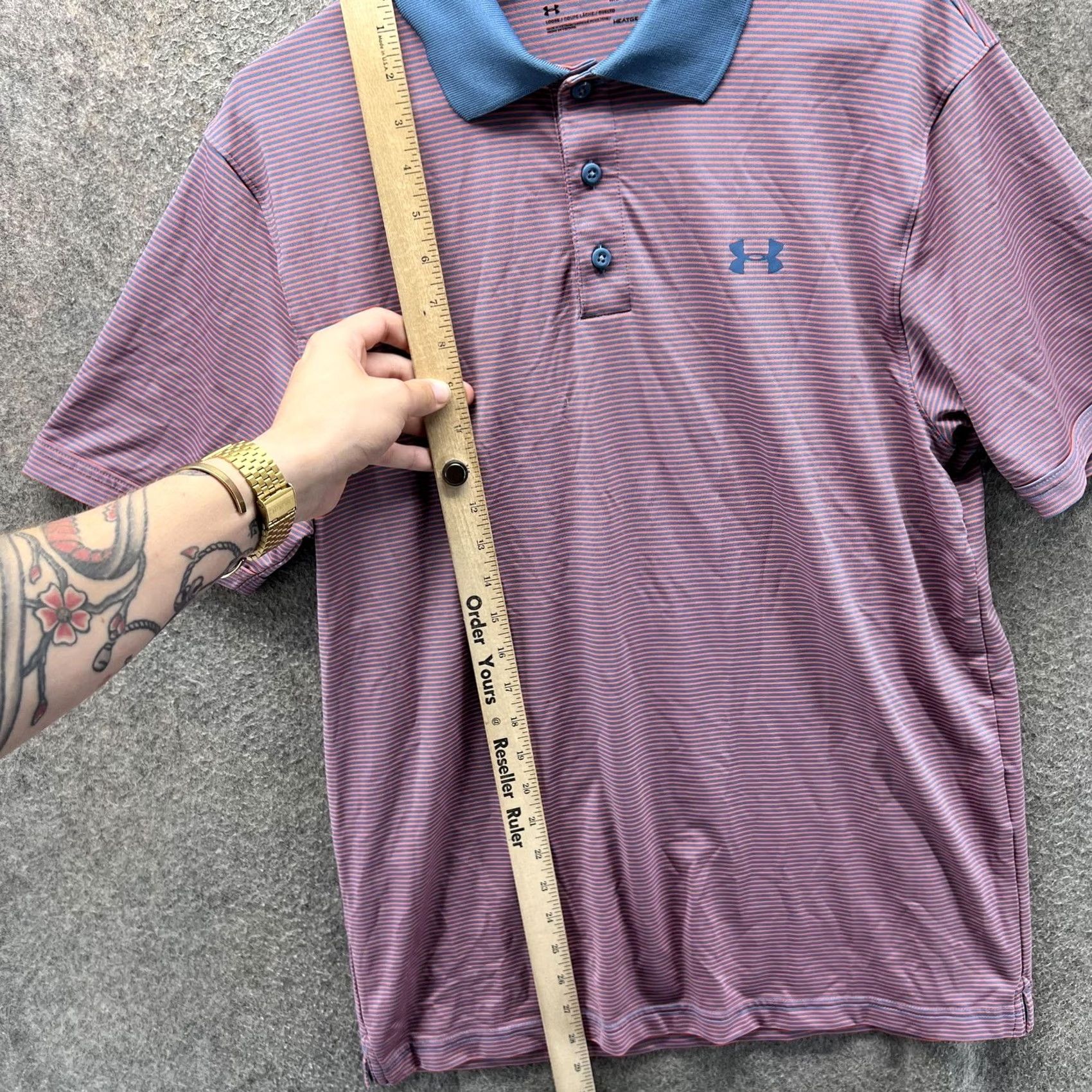Under Armour Under Armour Polo Shirt Mens M Blue Stripe HeatGear Loose Fit Golf 1323444 Size US M / EU 48-50 / 2 - 7 Thumbnail