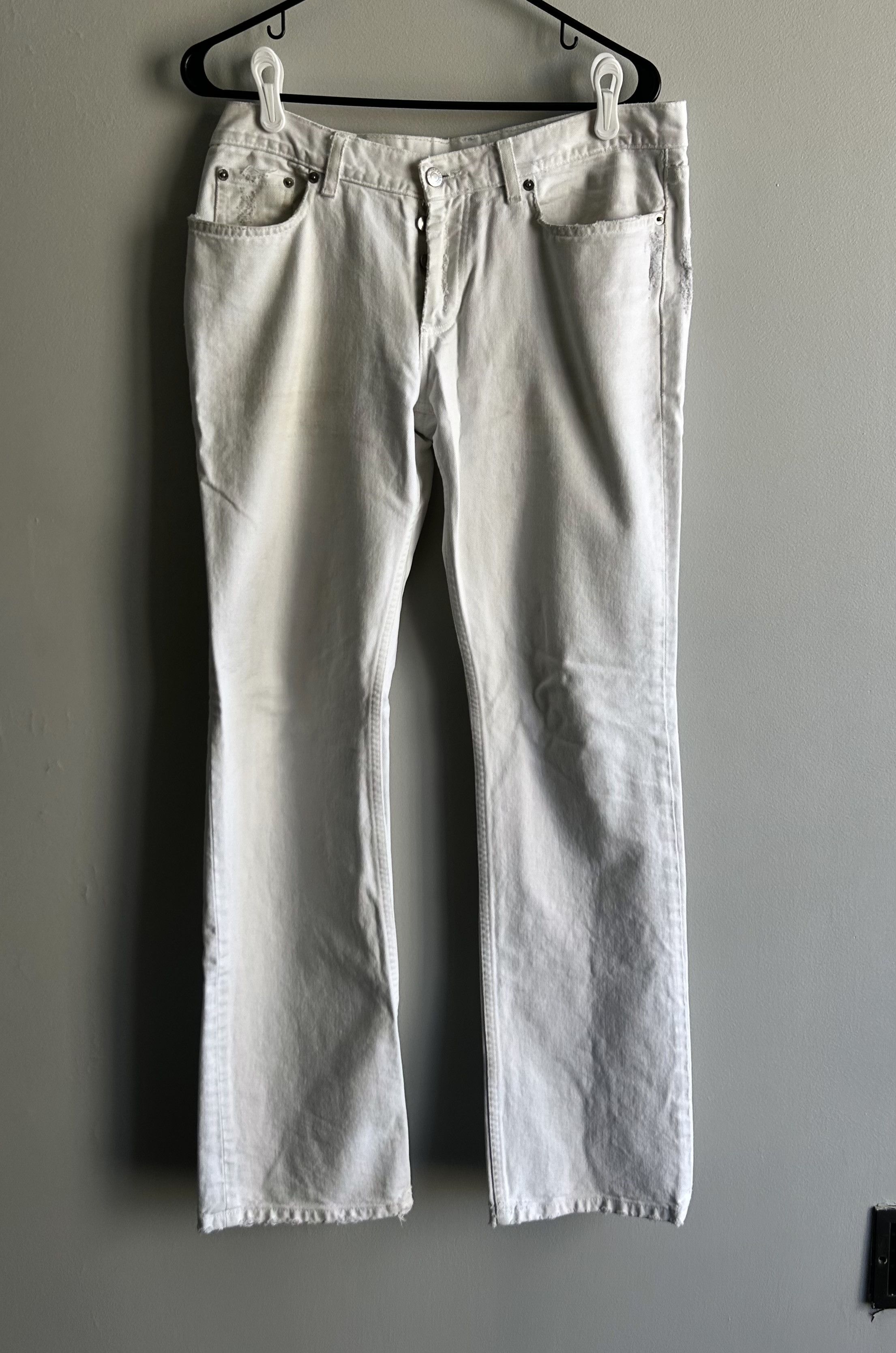 Image of Helmut Lang Bootcut Distressed Denim in White, Men's (Size 31)