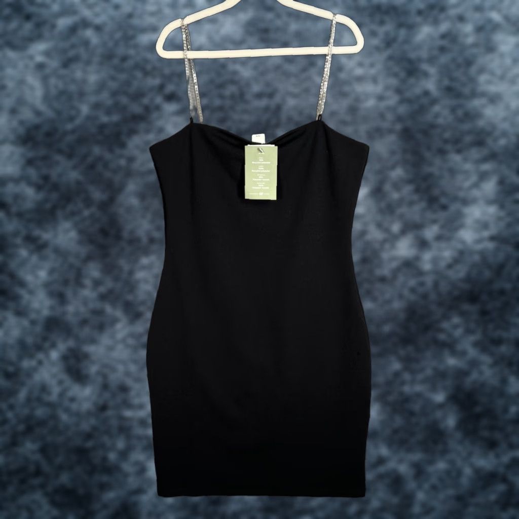 H&M H&M Womens Bodycon Mini Dress Black Straps Rhinestone Solid Pattern Sleeveless Short Dress Size S Adult Womens Small Party/Cocktail Womens Size S / US 4 / IT 40 - 1 Thumbnail