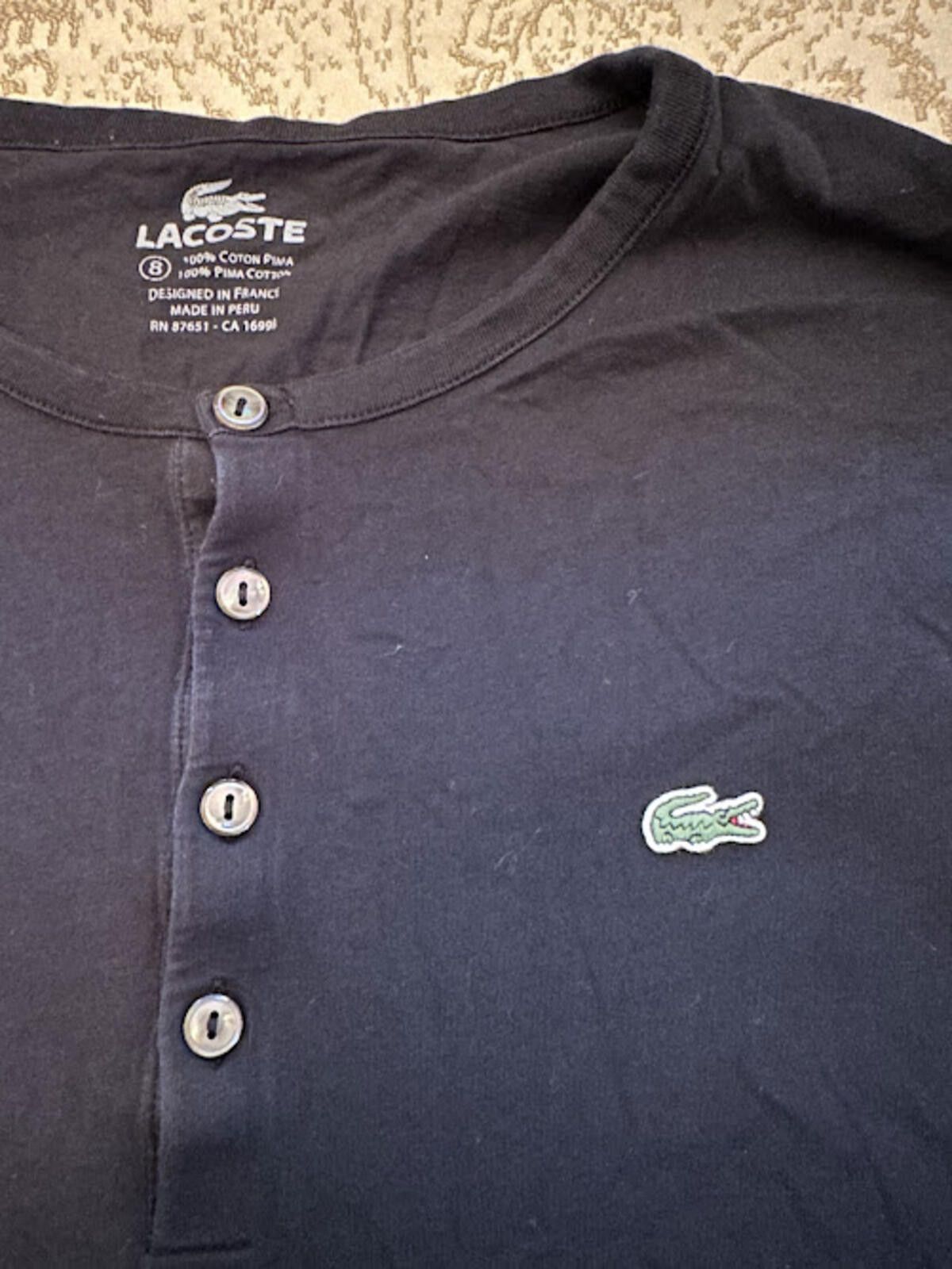 Lacoste Lacoste Black Henley Tee Pima Cotton Size 8 Size US L / EU 52-54 / 3 - 4 Thumbnail
