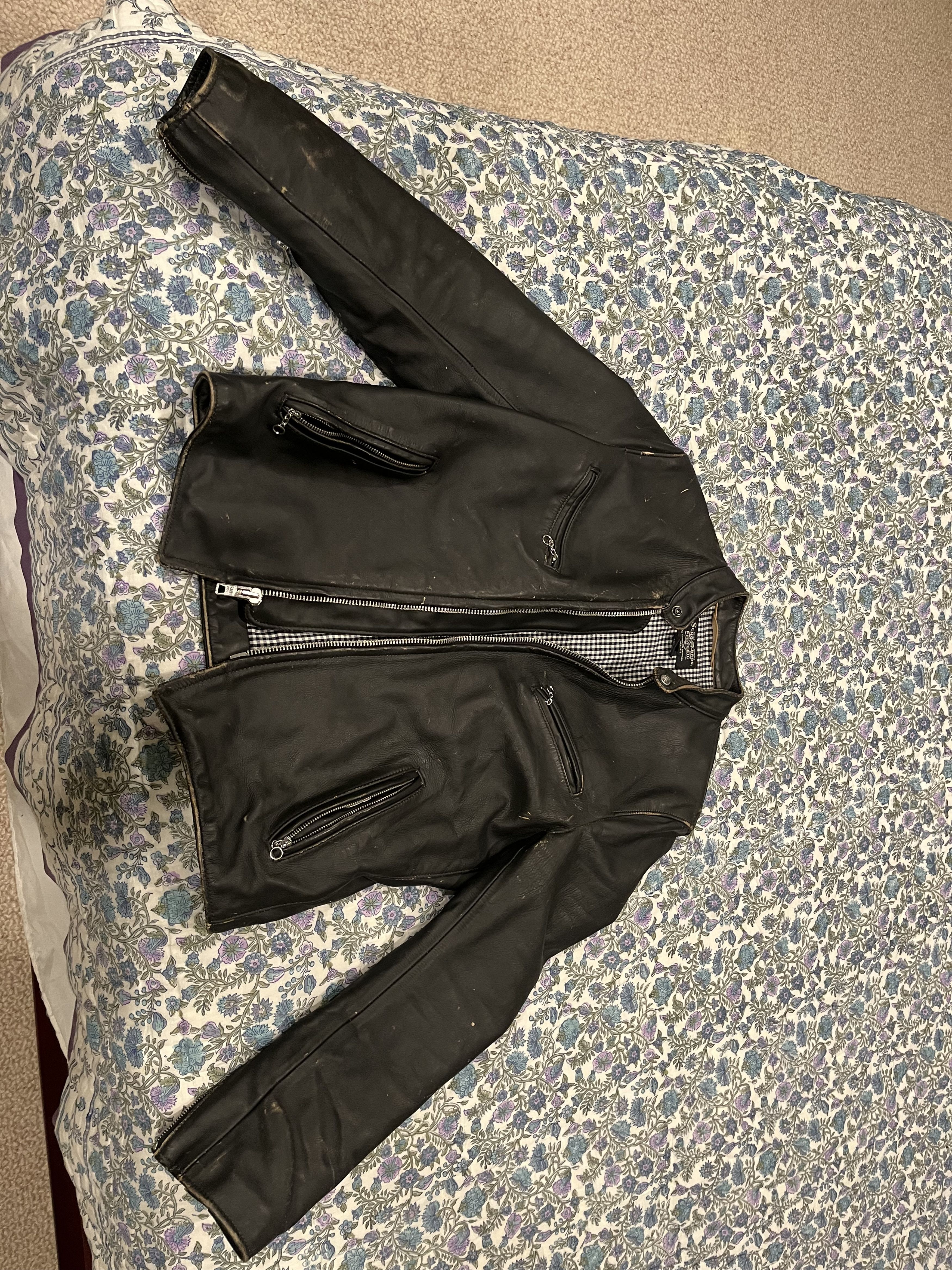 Schott PER41 Hand Vintaged Cowhide Café Racer Jacket Size US M / EU 48-50 / 2 - 1 Thumbnail