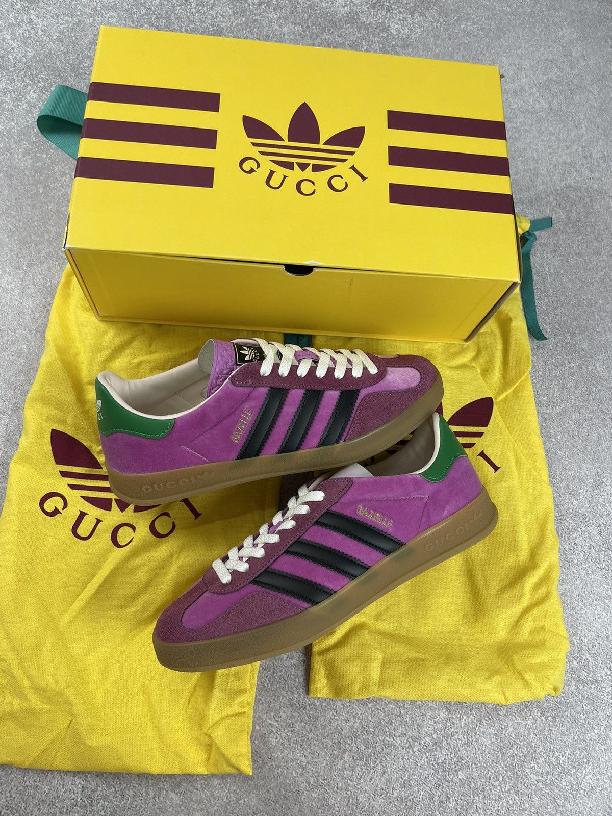adidas gazelle silver green womens adidas x Gucci Gazelle Wedge Pink Velvet Sneakers Pink / Gucci main image 1