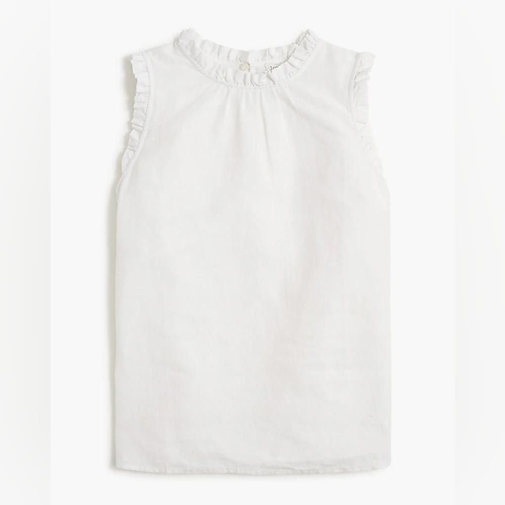 J.Crew J Crew Linen Blend Ruffleneck Top Size S / US 4 / IT 40 - 1 Thumbnail