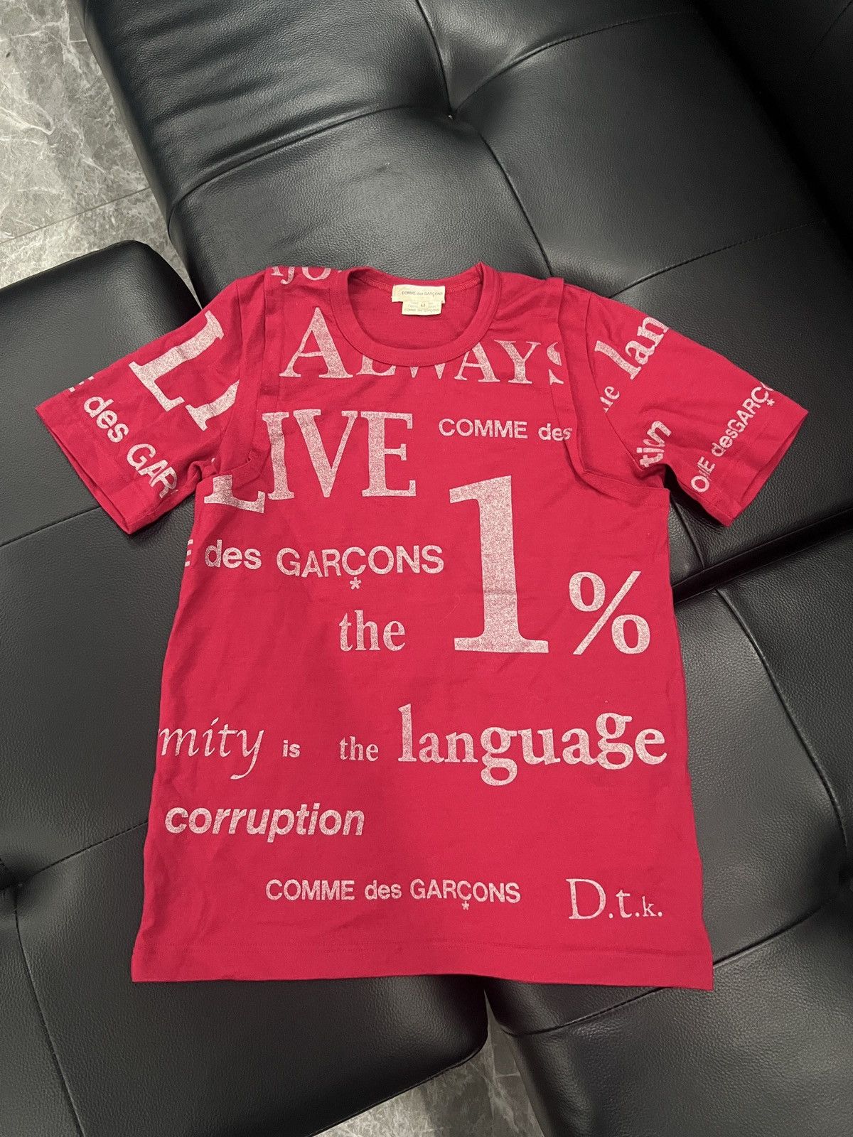 Comme des Garcons Comme des Garçons AW03 Glitter Slogan Patchwork T-Shirt Size US M / EU 48-50 / 2 - 1 Thumbnail