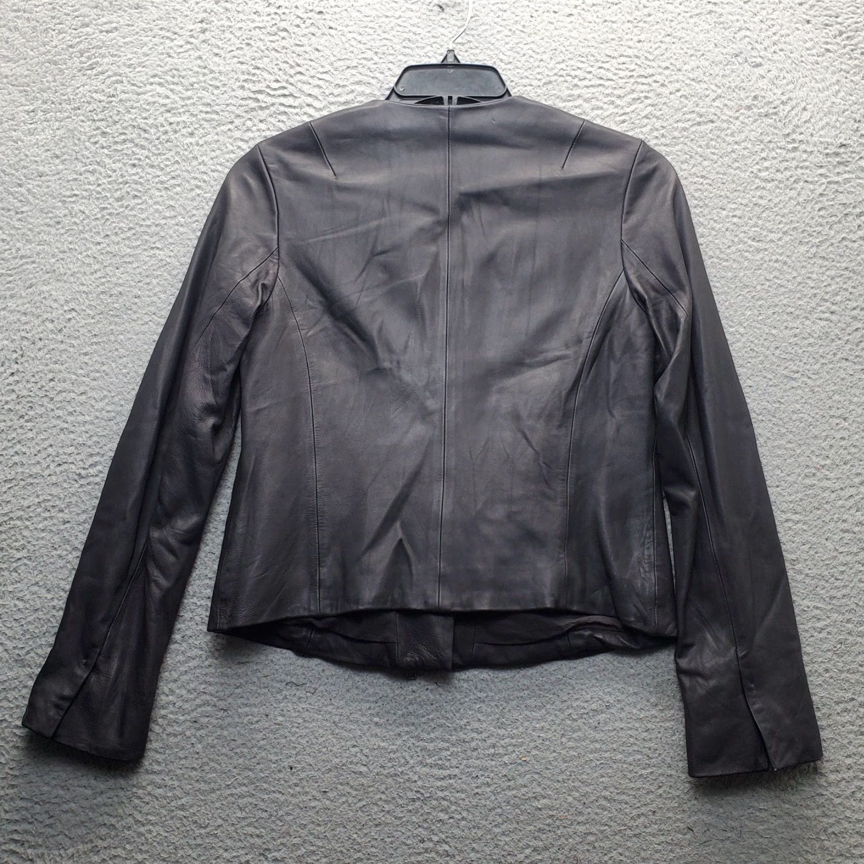 Vince Vince Biker Jacket Women Large Black Faux Leather Lined Slit Sleeve Zip Clipside Clip Zip Biker Jacket Women Size L Size L / US 10 / IT 46 - 2 Thumbnail