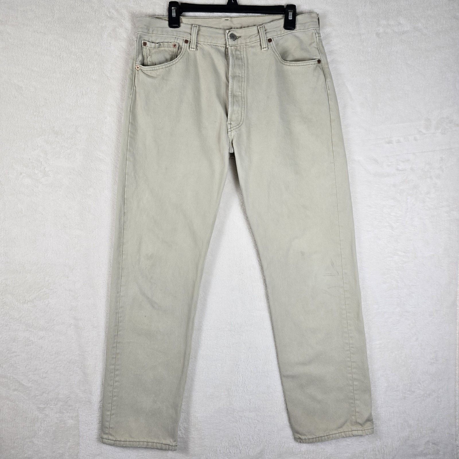 Levi's Vintage Levis 501 Mens 36x32 Beige 34x30 USA Made 90s 1998 Size US 34 / EU 50 - 2 Thumbnail