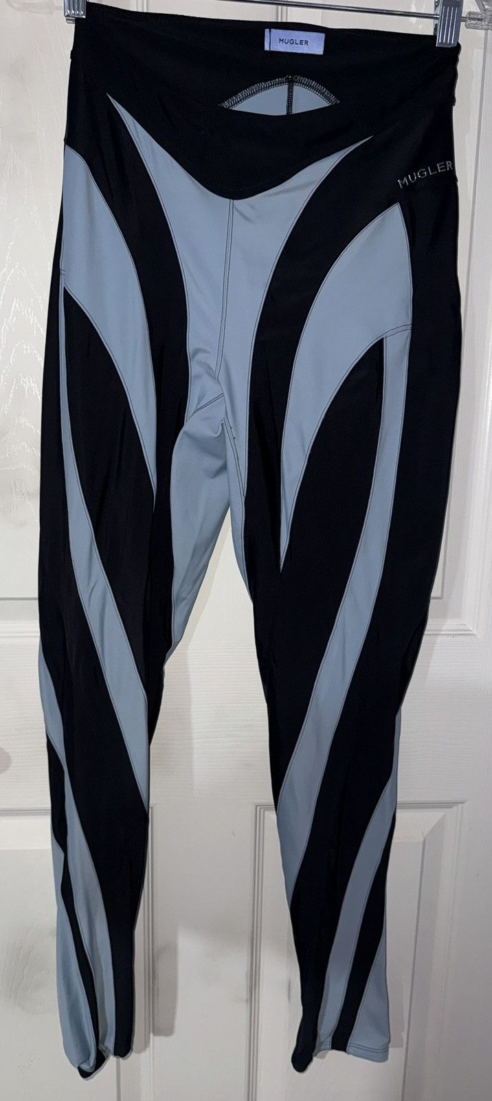 Mugler MUGLER Blue & Black Spiral Leggings Size 30" / US 8 / IT 44 - 6 Thumbnail