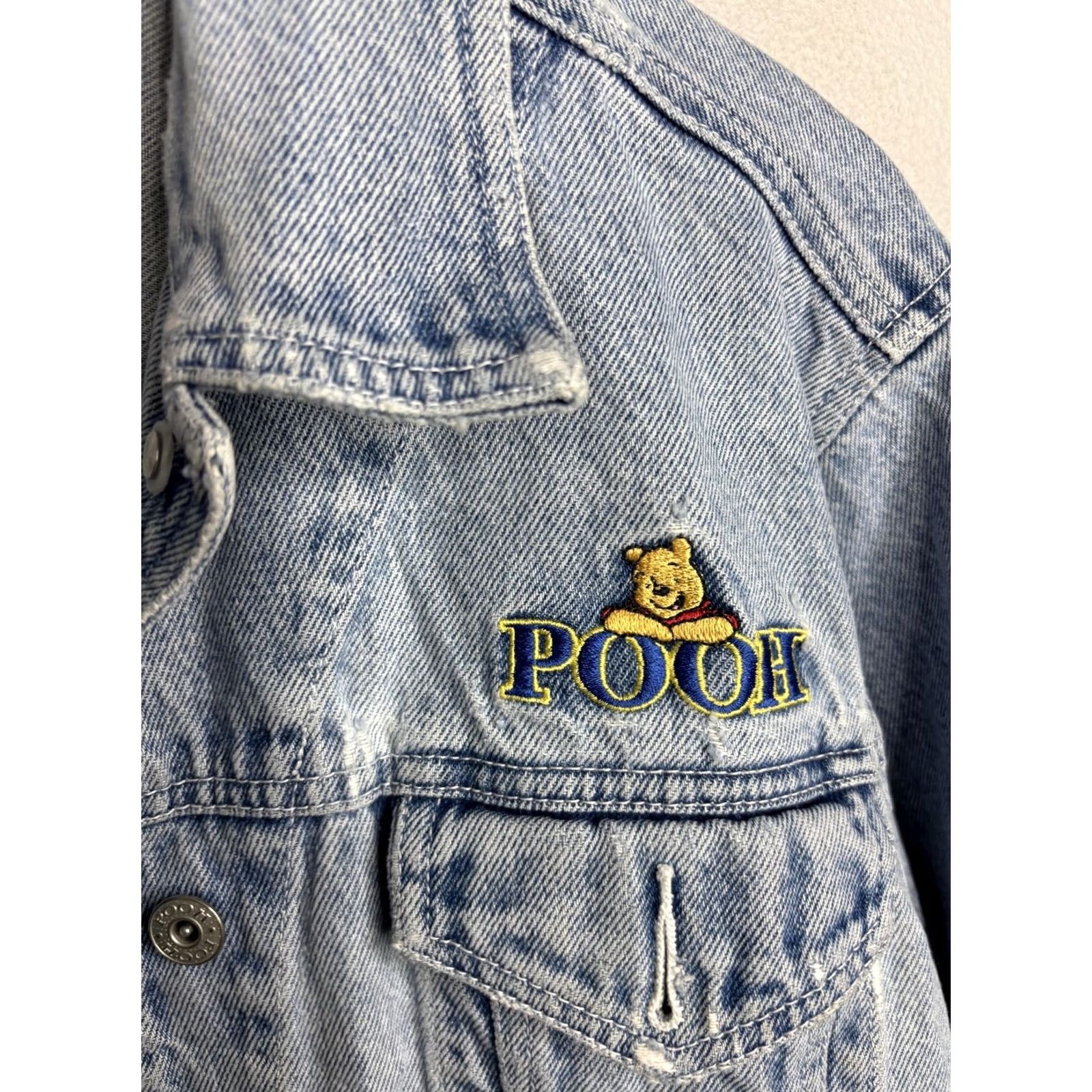 Disney Disney Pooh Denim Jacket Womens Large Blue Embroidered Winnie the Pooh Graphic Size L / US 10 / IT 46 - 4 Thumbnail