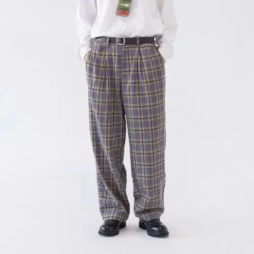 VIBE 20AW Indigo Union Japan Grey Checked Wool Blended Pants Size US 32 / EU 48 - 3 Thumbnail