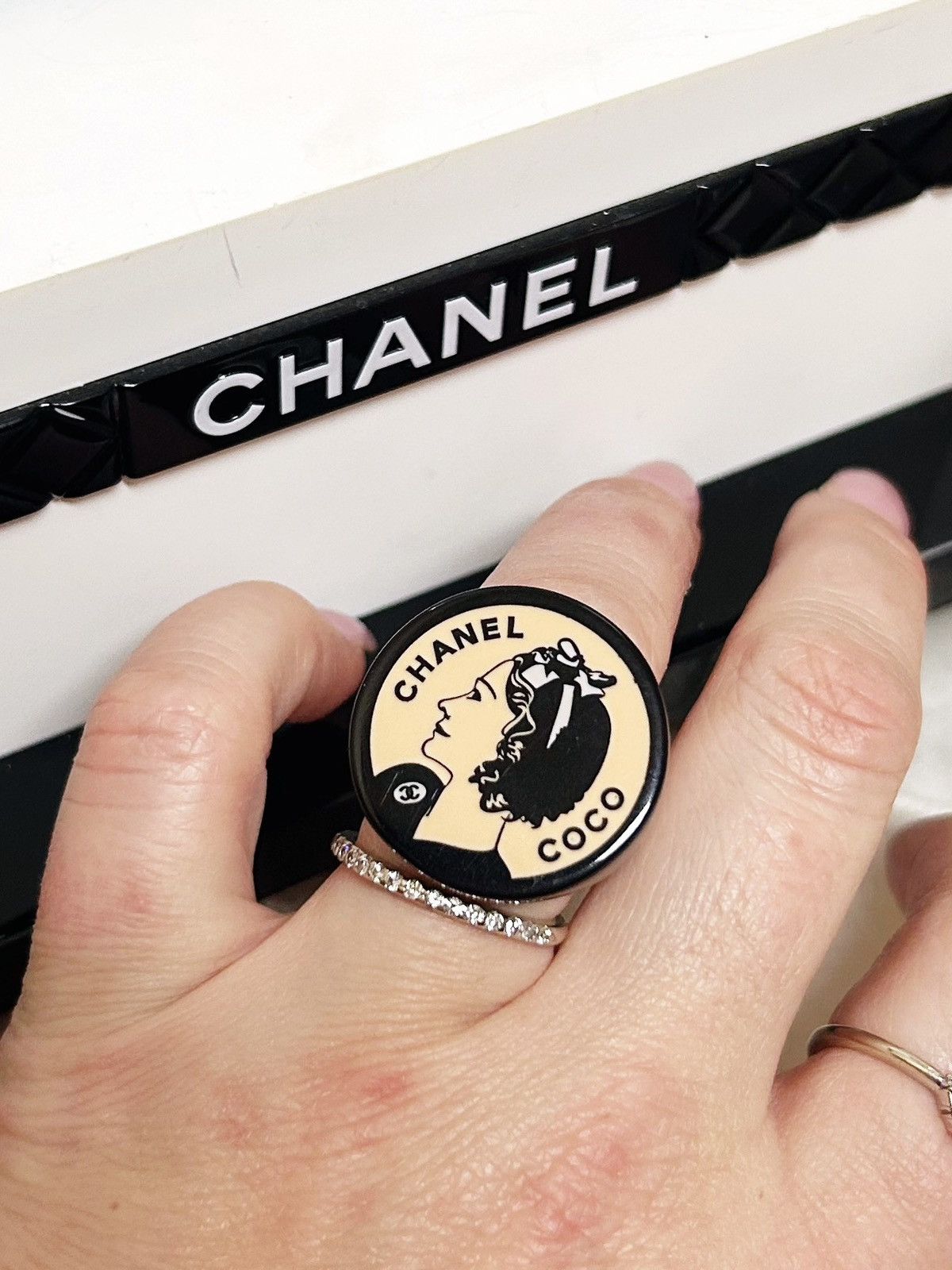 Chanel Authentic Chanel RARE 2003 Pink / Black Coco Chanel Ring Size ONE SIZE - 8 Thumbnail