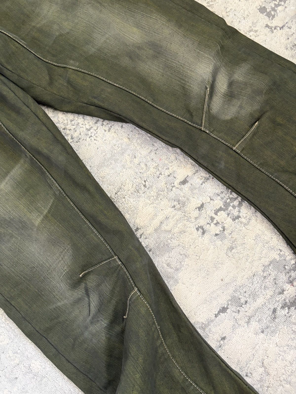 PPFM Military Green Curved Leg Bootcut Denim Size US 35 - 4 Thumbnail