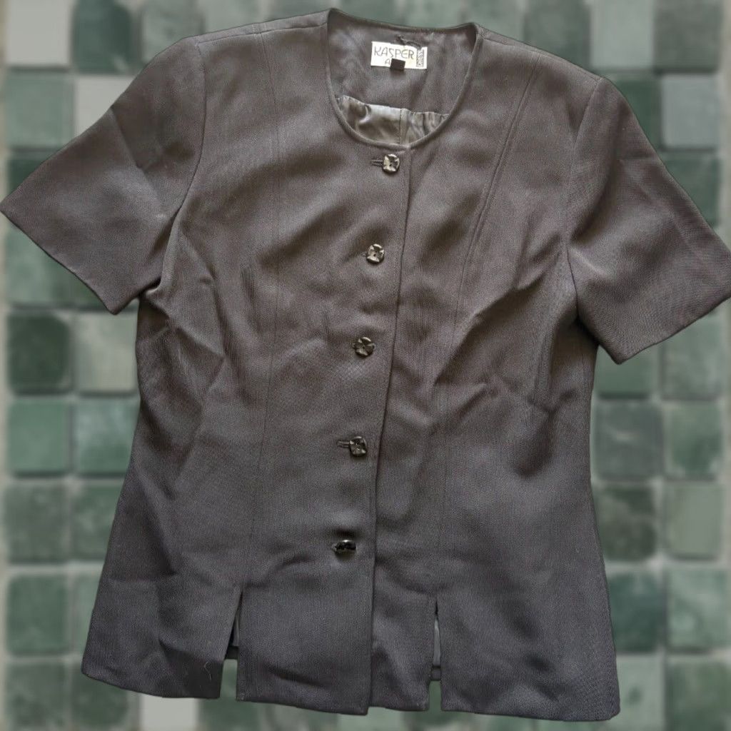 Kasper Kasper Blazer Womens Size 8 Black Button Up Short Sleeve Suit Jacket Size 30" / US 8 / IT 44 - 1 Thumbnail