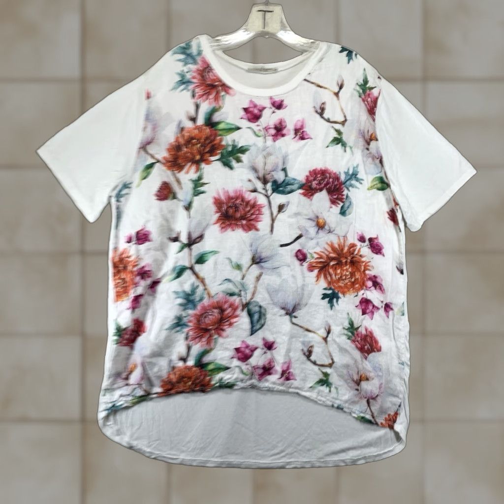 Vintage VINTAGE Viola Borghi Italian Linen Floral Blouse Women Plus Size 3X Casual Bohemian Summer Lightweight Size XXL / US 16-18 / IT 52-54 - 1 Thumbnail