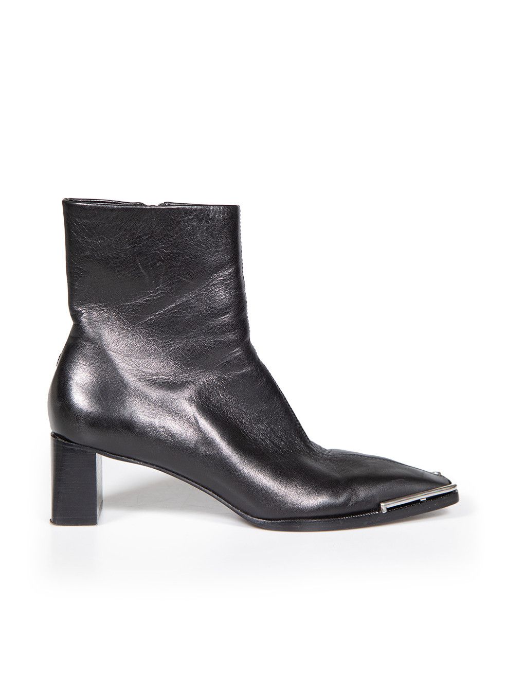 image of Alexander Wang Black Leather Mascha Ankle Boots, Women's (Size 8)
