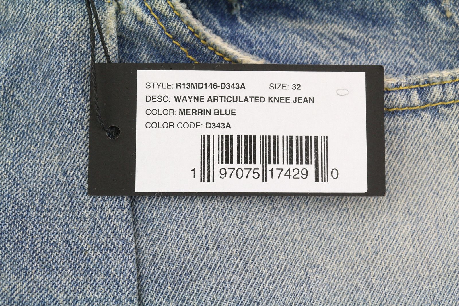 R13 WAYNE ARTICULATED KNEE 32 Merrin Blue PF25 Relaxed 86654 Size 32" / US 10 / IT 46 - 7 Thumbnail