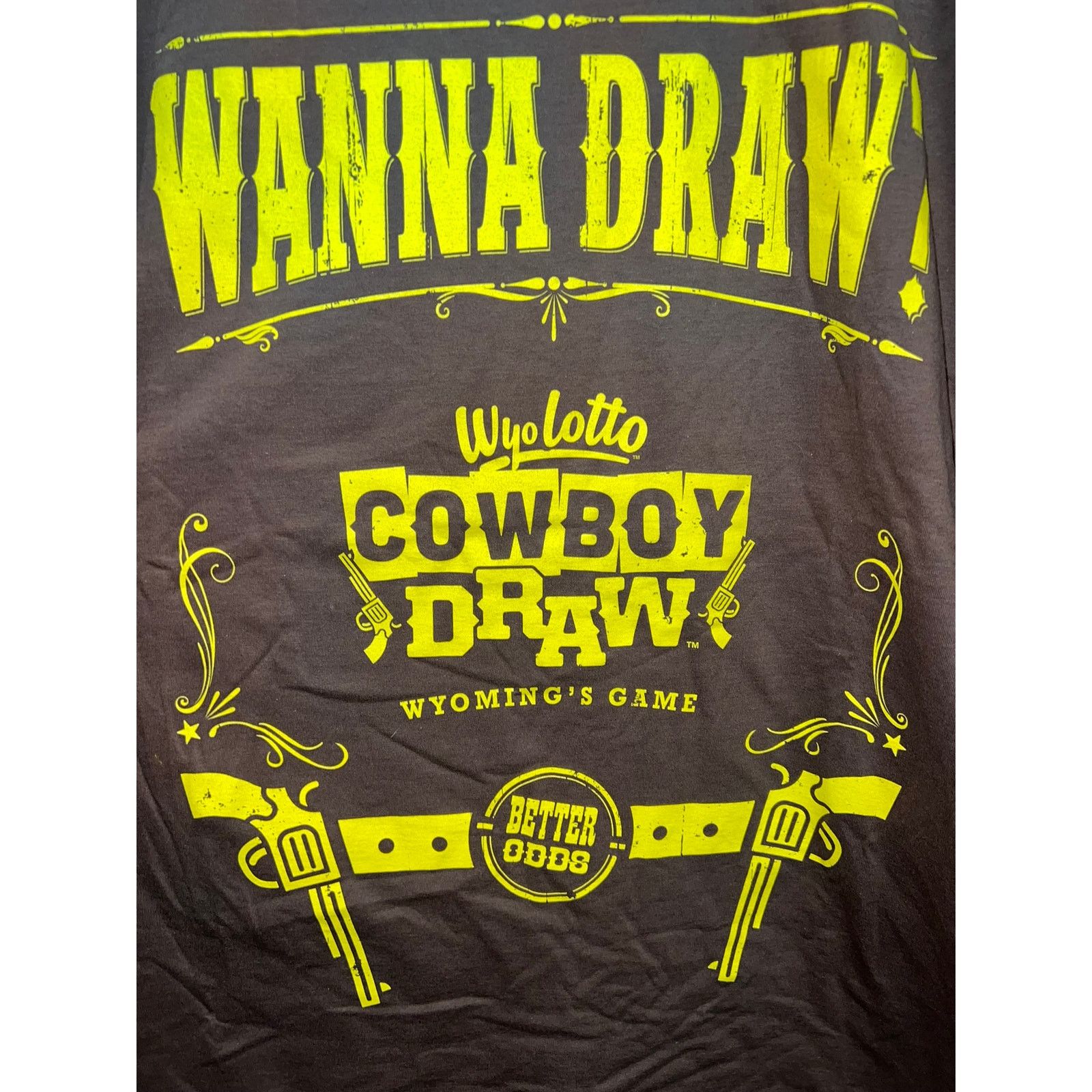 Fruit Of The Loom Wyoming Lottery Shirt Wyolotto Cowboy Draw Brown Tee FOTL XL Size US XL / EU 56 / 4 - 2 Thumbnail