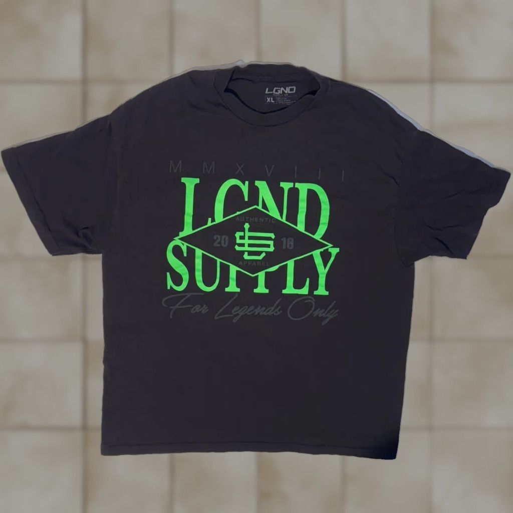 Vintage LGND Supply Racing Tee Shirt - XL Black Logo Graphic T-Shirt Men Short Sleeve Crew Neck Casual Car Theme 2020s Size US XL / EU 56 / 4 - 1 Thumbnail