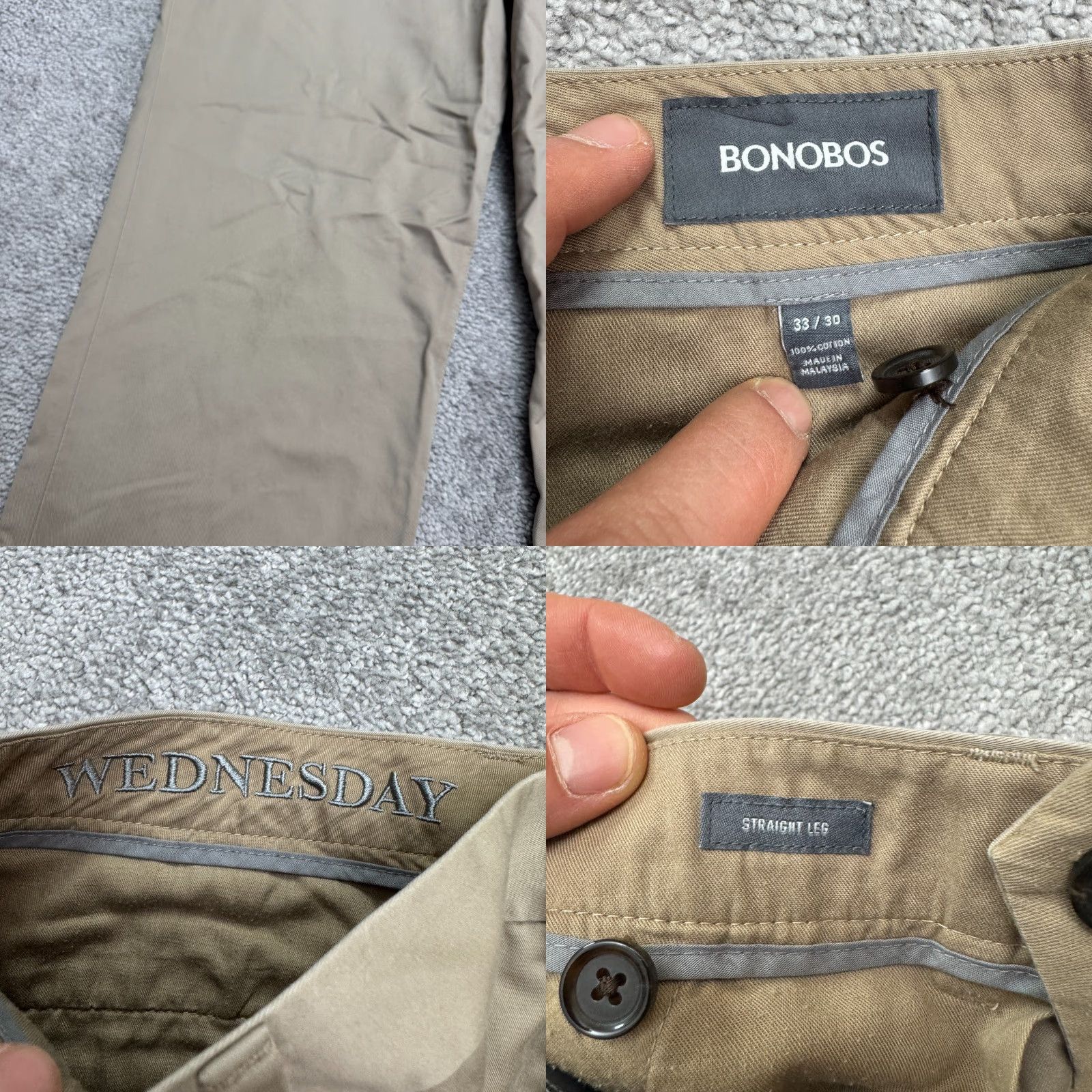 Bonobos VINTAGE Bonobos Men's Pants Chino Straight Leg Khaki Brown 33x28 Classic Soulful Style Size US 33 - 8 Thumbnail