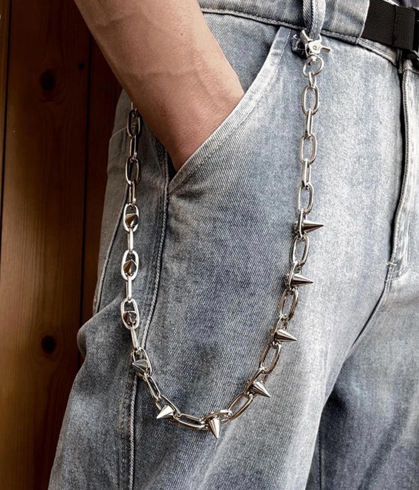 Jewelry Punk Bullet Wallet Chain, Pants Chain in Silver, Men's