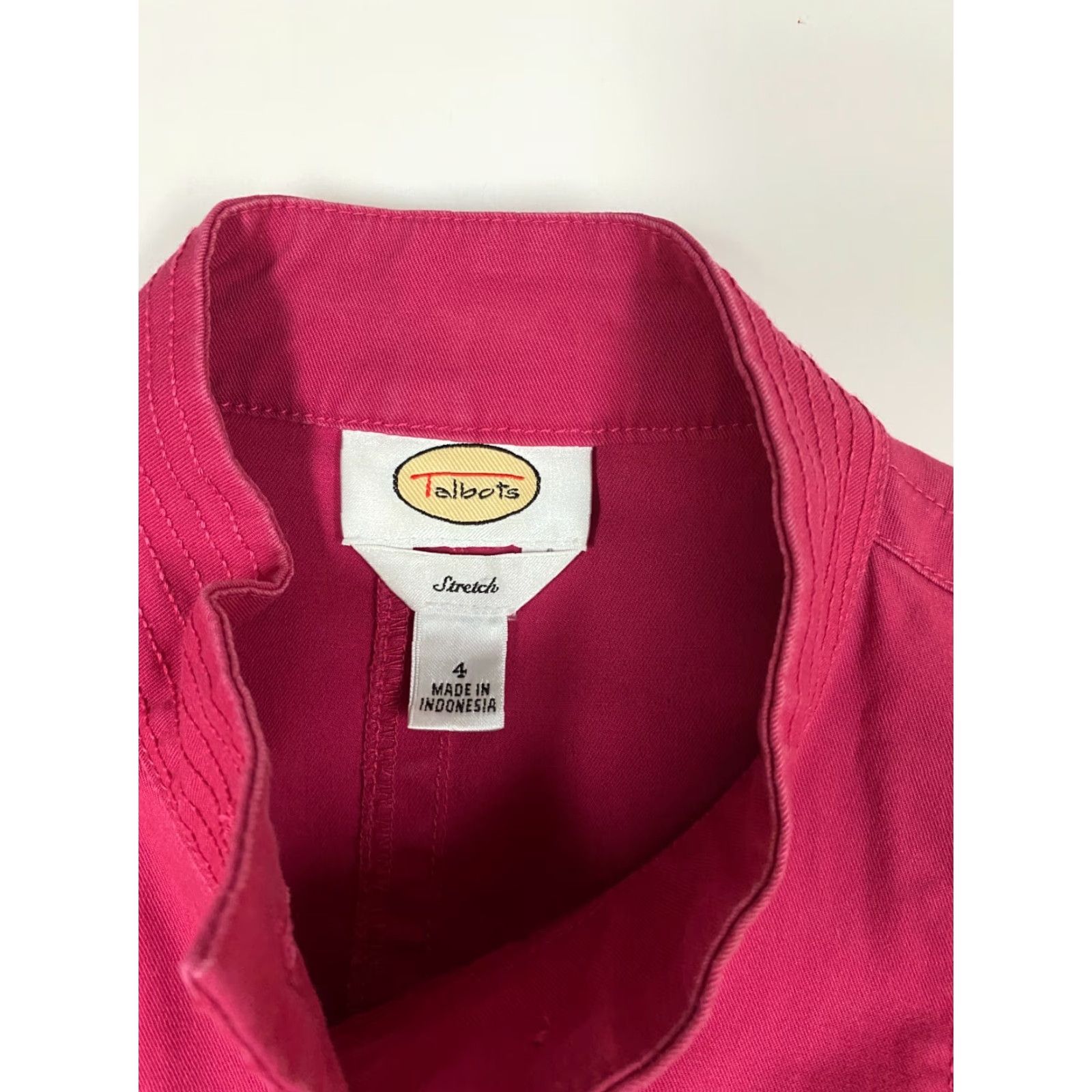 Talbots Talbots Blazer Jacket Womens 4 Pink Stretch Button Cotton Canvas Classic Casual Mid-Length Size S / US 4 / IT 40 - 4 Thumbnail