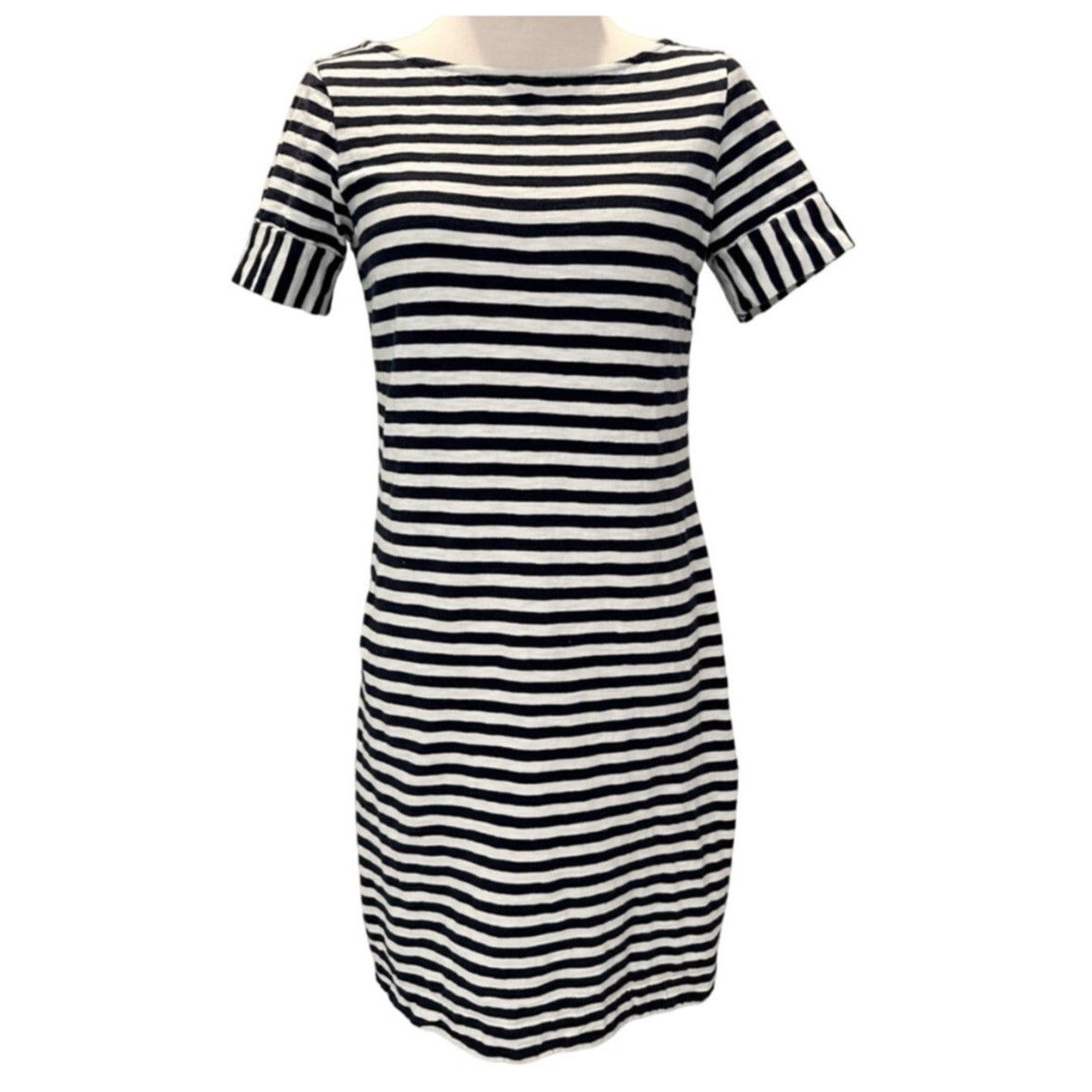 Boden Boden Ivory & Black Stripe Short Sleeve T-Shirt Dress 6 L Size M / US 6-8 / IT 42-44 - 1 Thumbnail