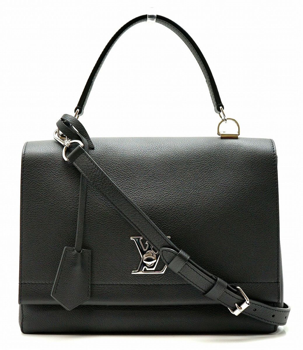 image of Louis Vuitton Lock Me Cultable Handbag Soft Calf Leather Black, Women's