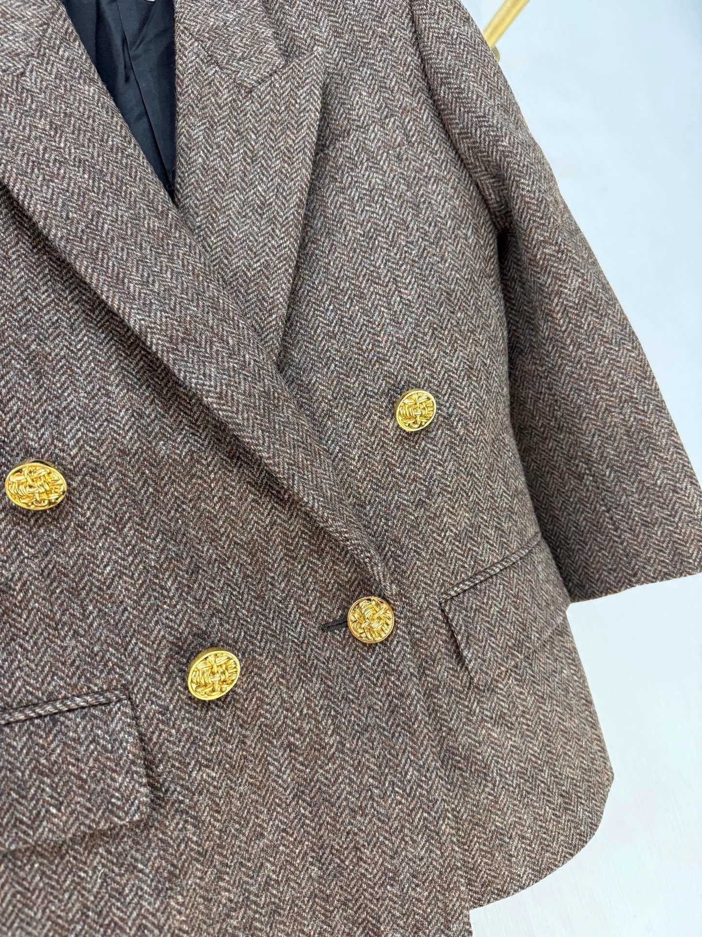 Saint Laurent Paris SLP Mocha DB V-stitched wool overcoat FR34 Size XS / US 0-2 / IT 36-38 - 2 Thumbnail