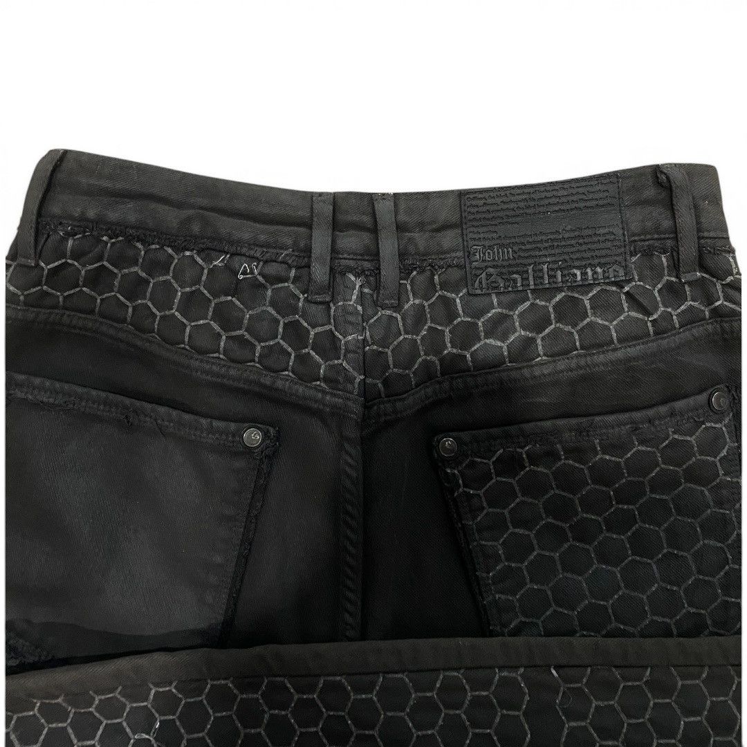 John Galliano John Galliano Honeycomb Hexagonal Pattern Black Denim Size US 31 - 3 Thumbnail
