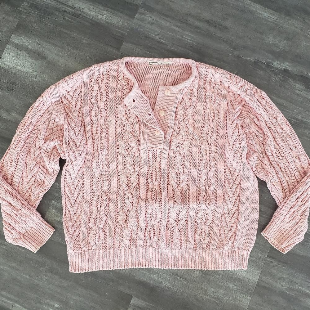 Designer Dust Pink Detailed Chunky Knit Sweater Size M / US 6-8 / IT 42-44 - 1 Thumbnail