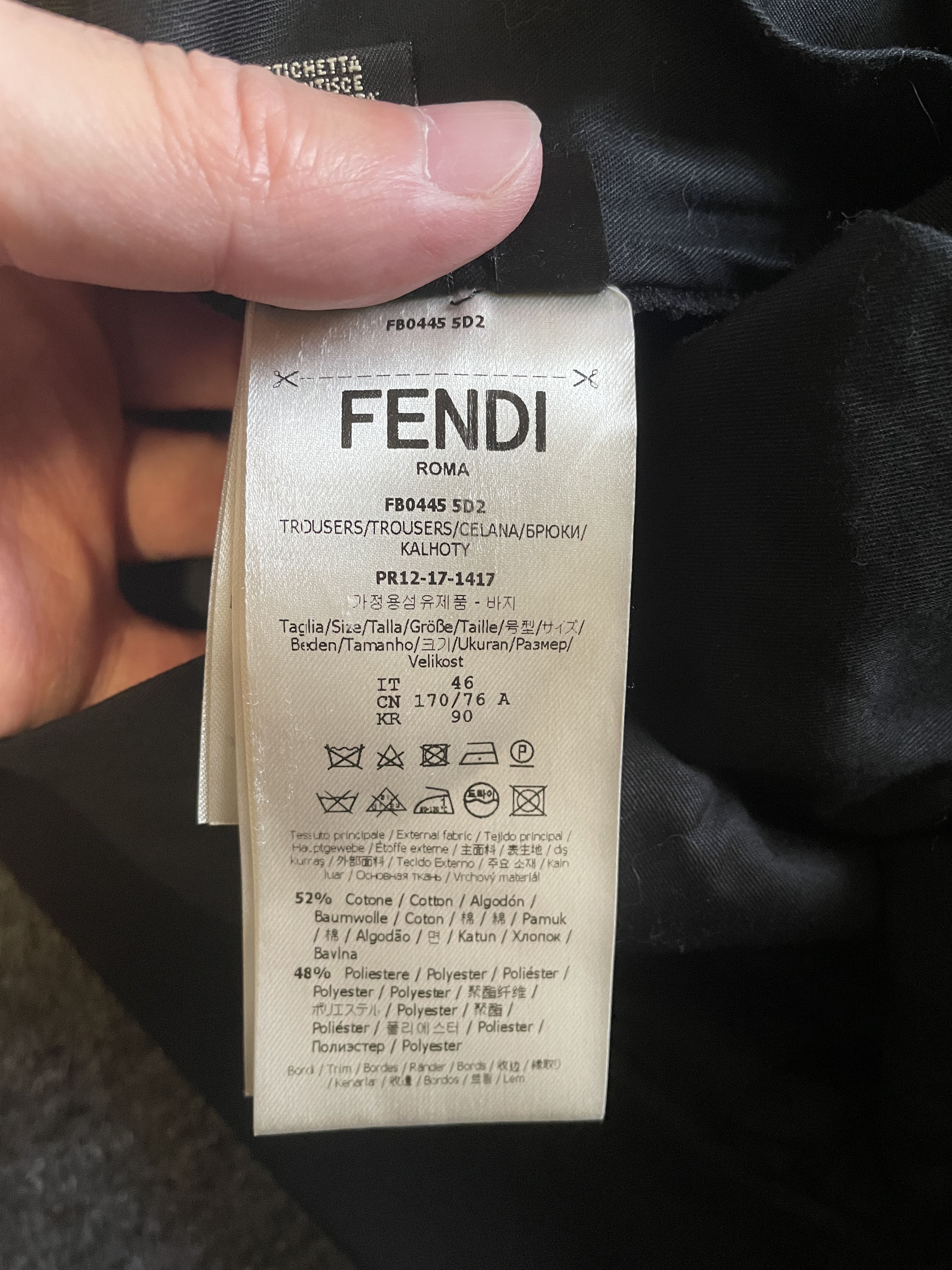 Fendi Fendi Men's Black Thick Casual Pants Size 46/30 Size US 30 / EU 46 - 8 Thumbnail